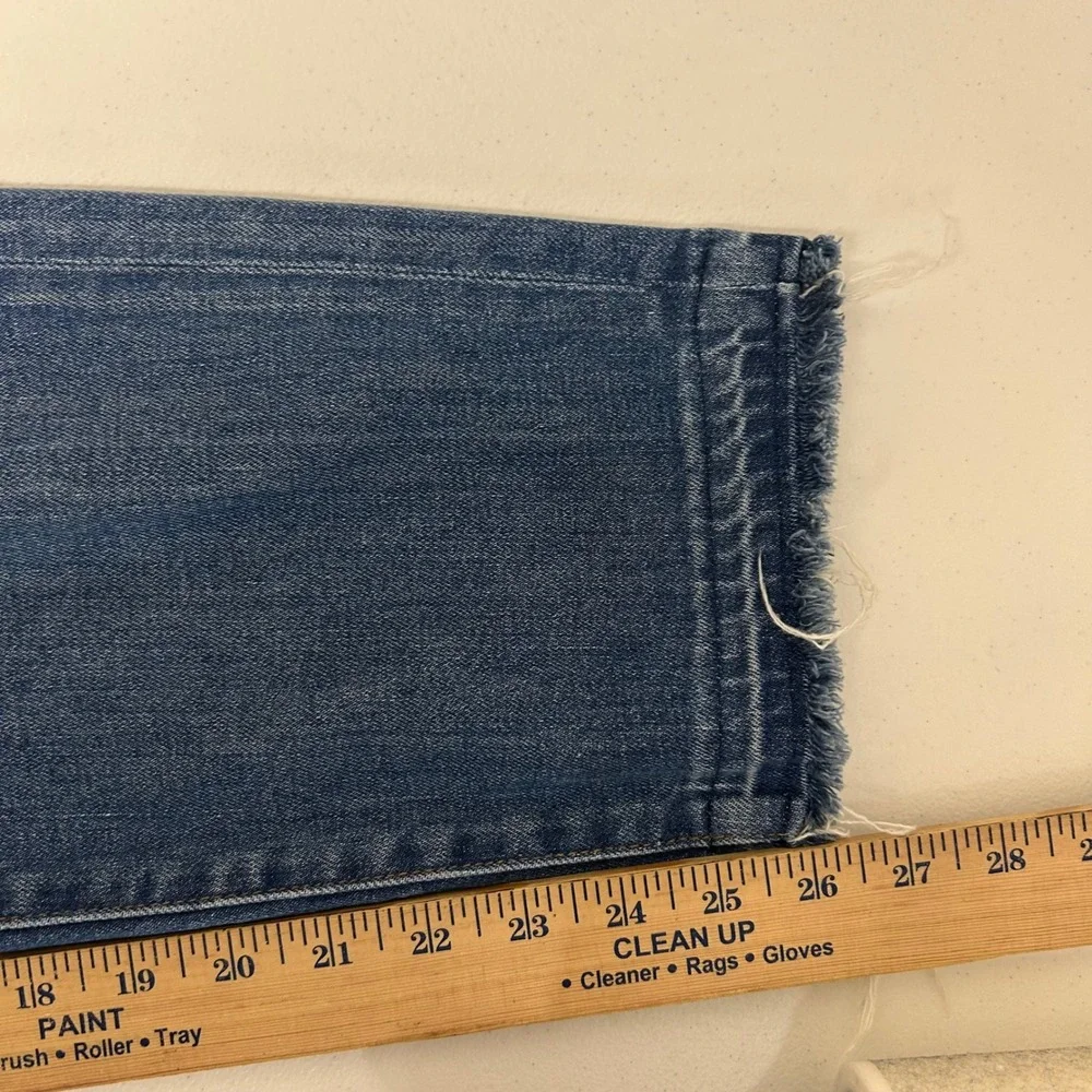 J.Crew Vintage Straight Jeans Womens 28‎ Blue Distressed Raw Hem F8024
